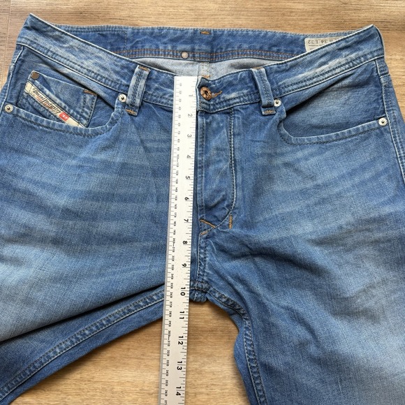 Diesel Jeans Men 34x28 Blue Larkee Tapered Leg Denim Medium Wash 0814Z (Hemmed) - Picture 11 of 14